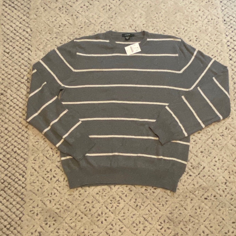Grey and white striped sweater